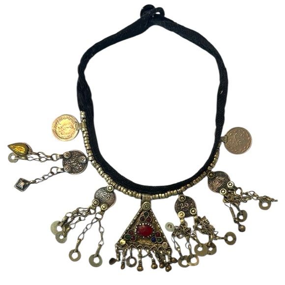 COIN‎ BOHO SILVER YARN NECKLACE - Picture 1 of 7